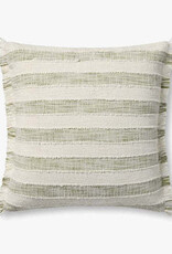 LOLOI 22" x 22" Down Fill Green/Ivory Stripe, PLL0134