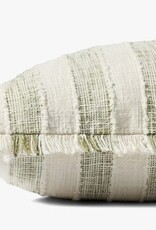 LOLOI 22" x 22" Down Fill Green/Ivory Stripe, PLL0134