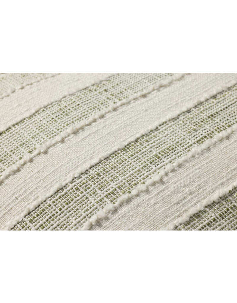 LOLOI 22" x 22" Down Fill Green/Ivory Stripe, PLL0134