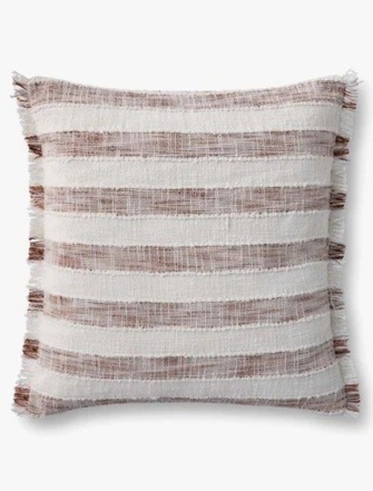 LOLOI 22" x 22" Down Fill Rust/Ivory Stripe, PLL0134