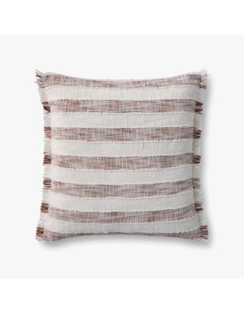 LOLOI 22" x 22" Down Fill Rust/Ivory Stripe, PLL0134