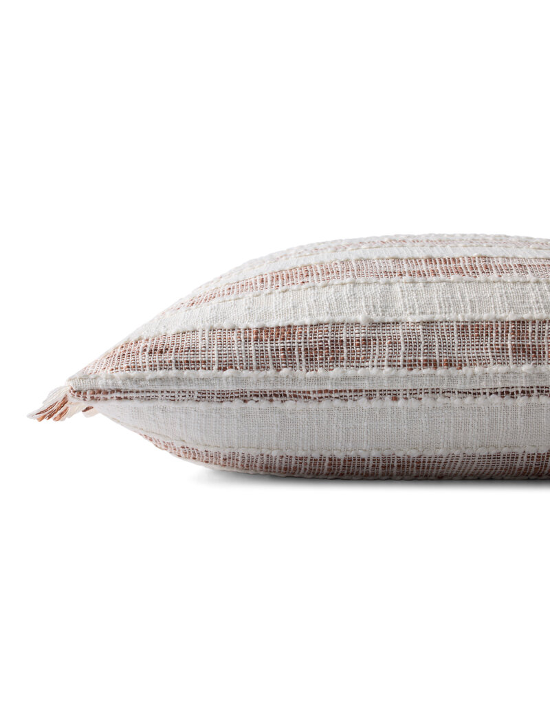 LOLOI 22" x 22" Down Fill Rust/Ivory Stripe, PLL0134