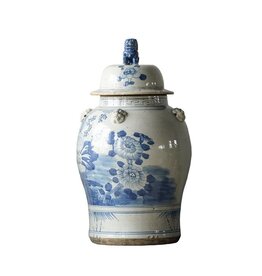 Blue Jingdezhen Hand-Painted Temple Jar - LARGE