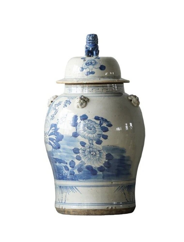 Blue Jingdezhen Hand-Painted Temple Jar - LARGE