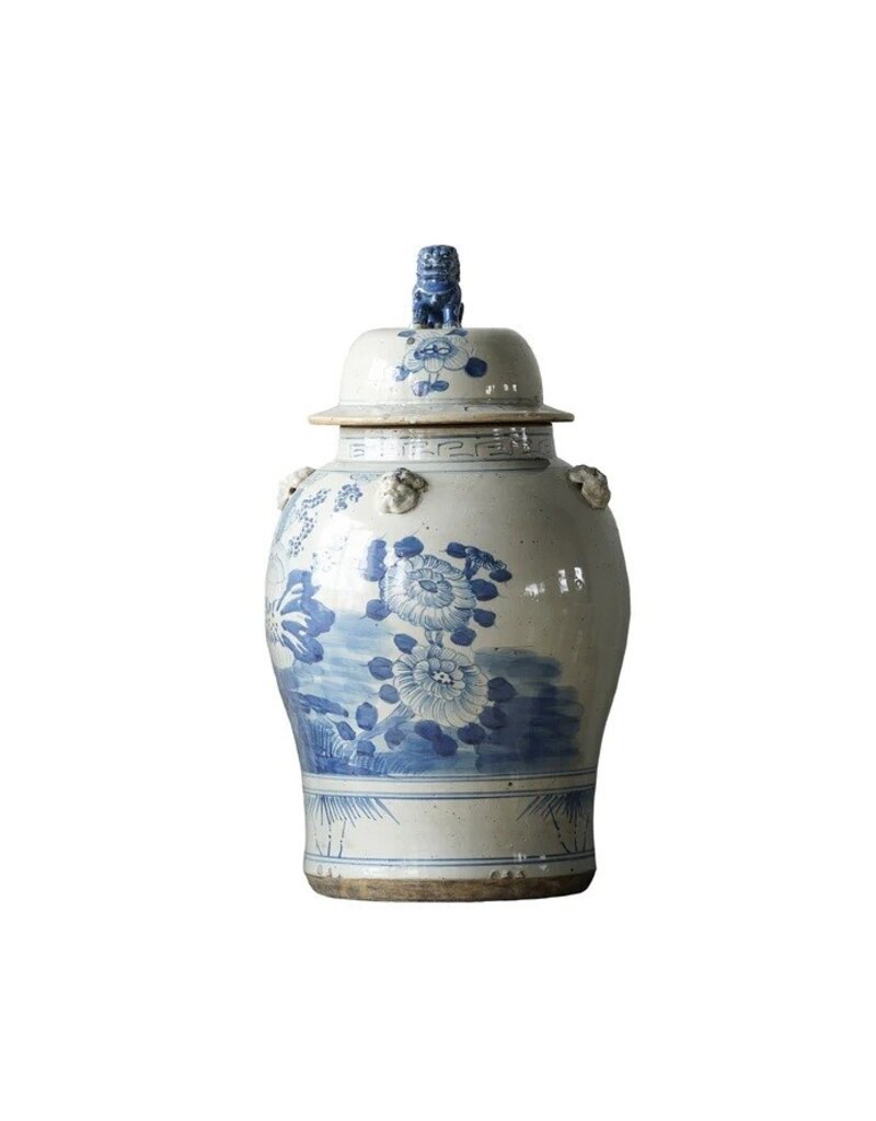 Blue Jingdezhen Hand-Painted Temple Jar - LARGE