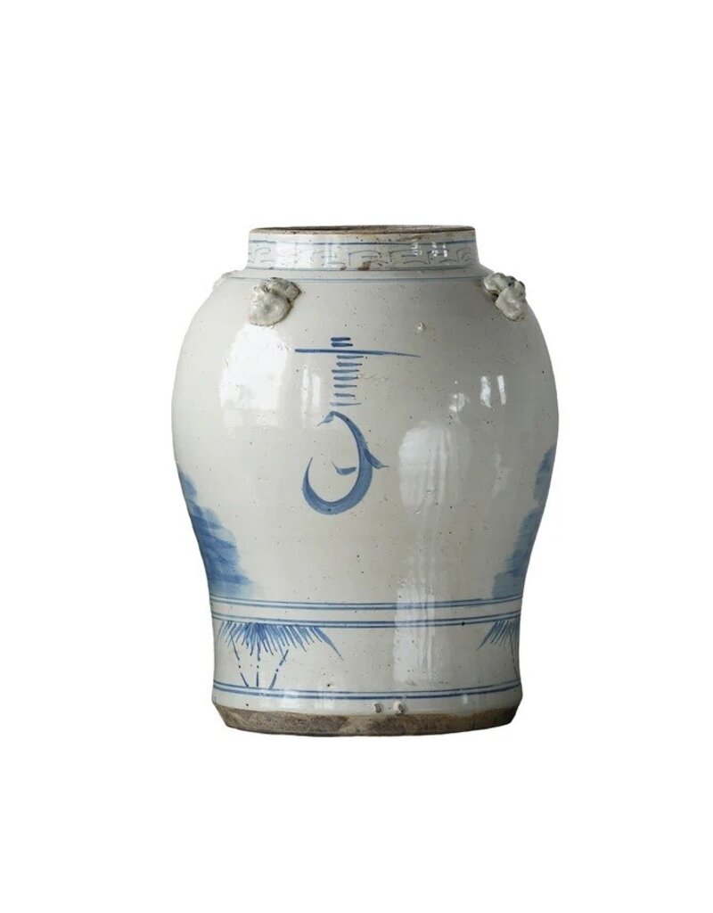Blue Jingdezhen Hand-Painted Temple Jar - LARGE