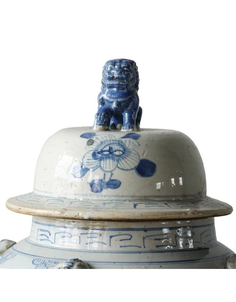 Blue Jingdezhen Hand-Painted Temple Jar - LARGE