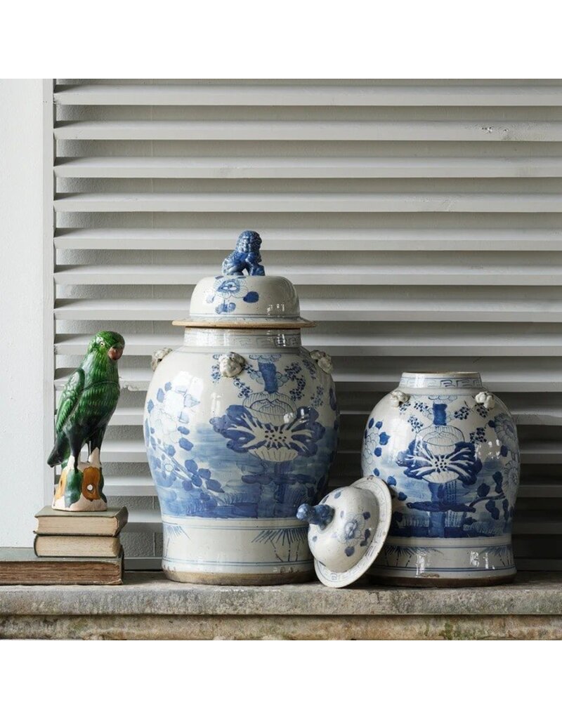 Blue Jingdezhen Hand-Painted Temple Jar - LARGE