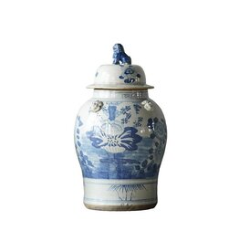 Blue Jingdezhen Hand-Painted Temple Jar - SMALL