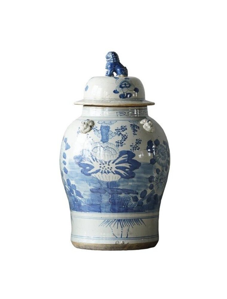 Blue Jingdezhen Hand-Painted Temple Jar - SMALL