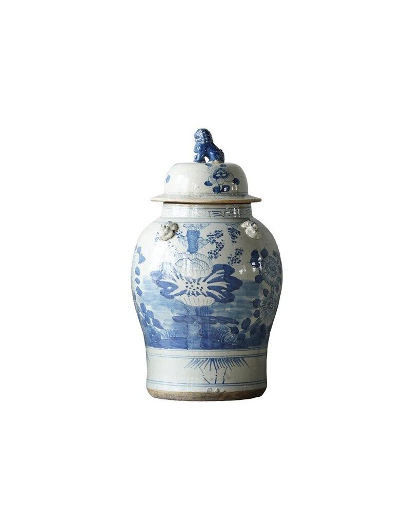 Blue Jingdezhen Hand-Painted Temple Jar - SMALL