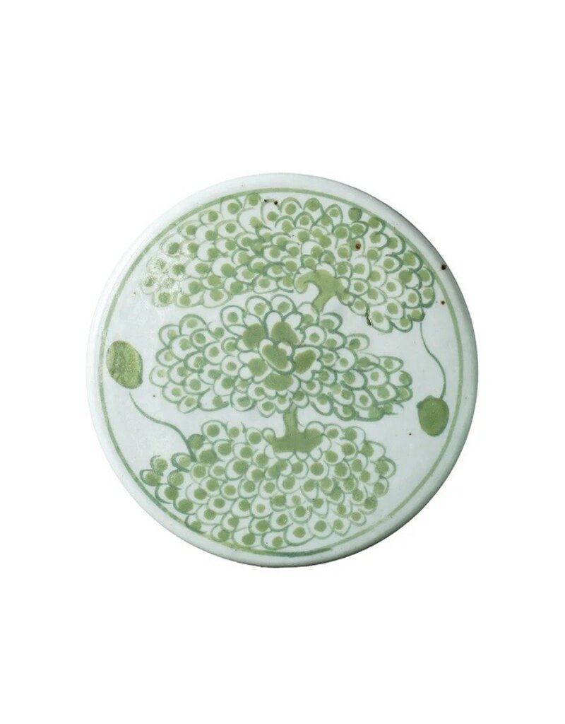 Green Jingdezhen Hand-Painted Ginger Jar w/Lid