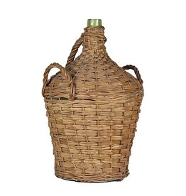 Wicker Covered Wine Bottle - 3 Handles