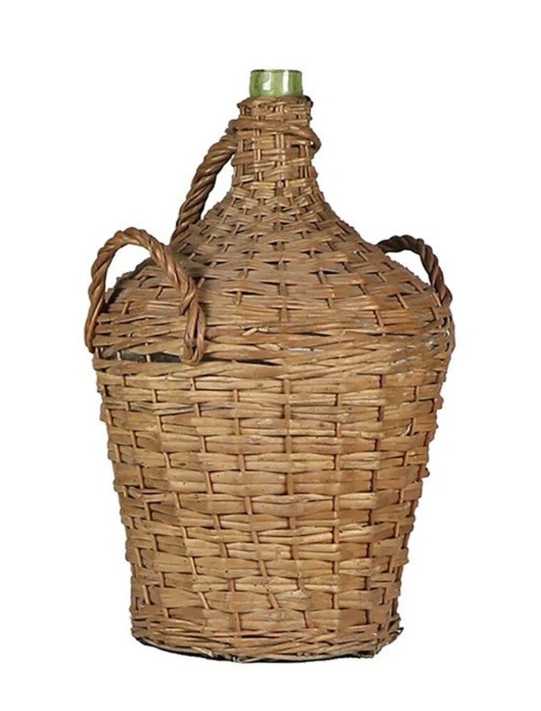 Wicker Covered Wine Bottle - 3 Handles