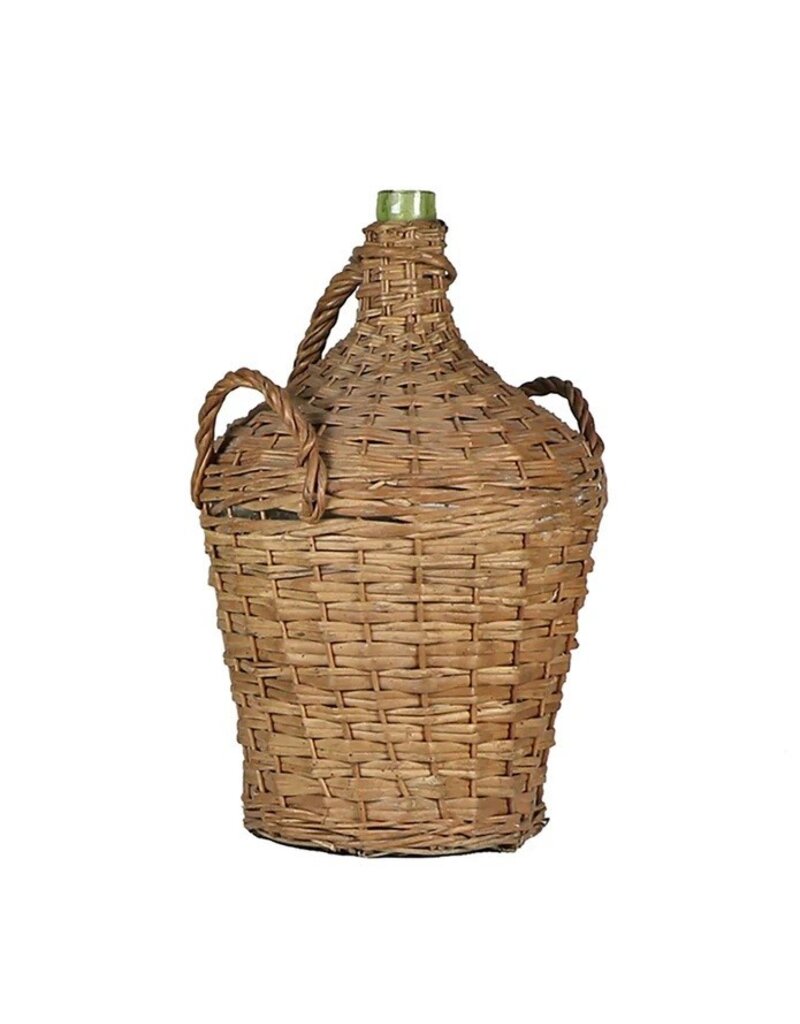 Wicker Covered Wine Bottle - 3 Handles