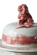 Red Jingdezhen Hand-Painted Ginger Jar w/Lid