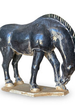 Black Terra Cotta Horse Drinking Water