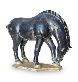 Black Terra Cotta Horse Drinking Water