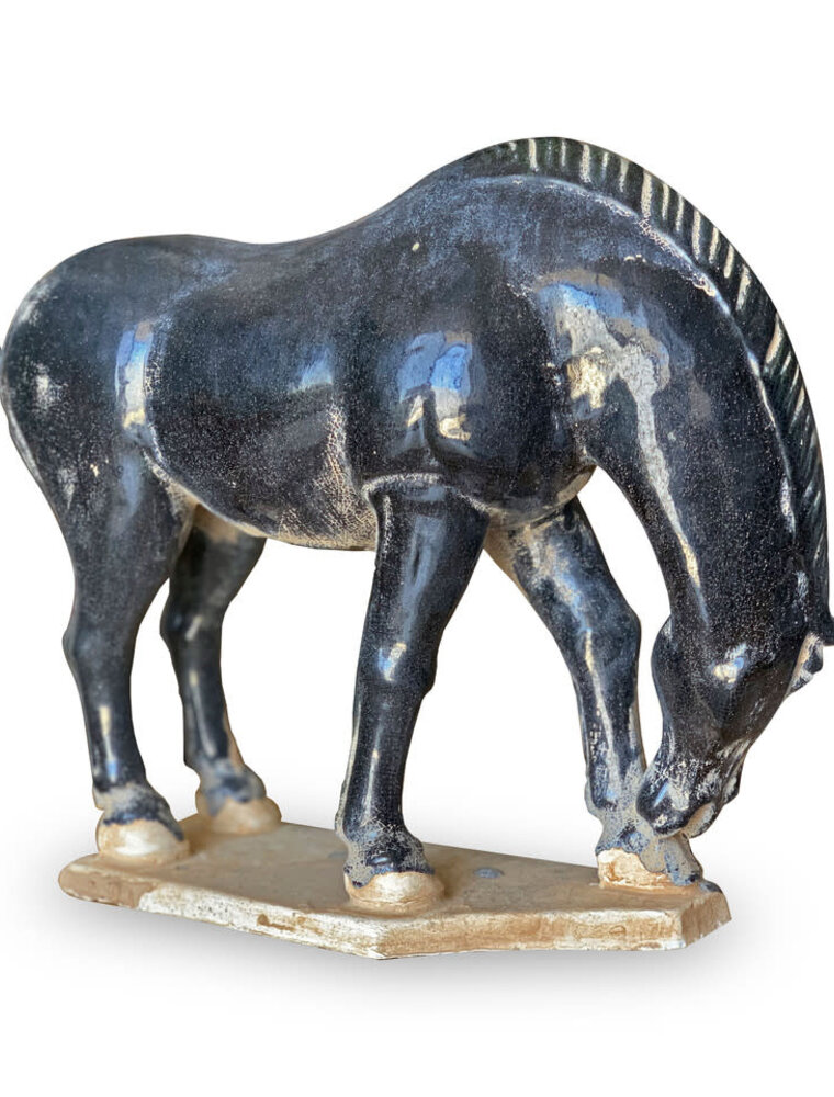 Black Terra Cotta Horse Drinking Water