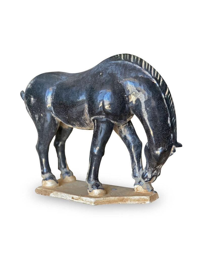 Black Terra Cotta Horse Drinking Water