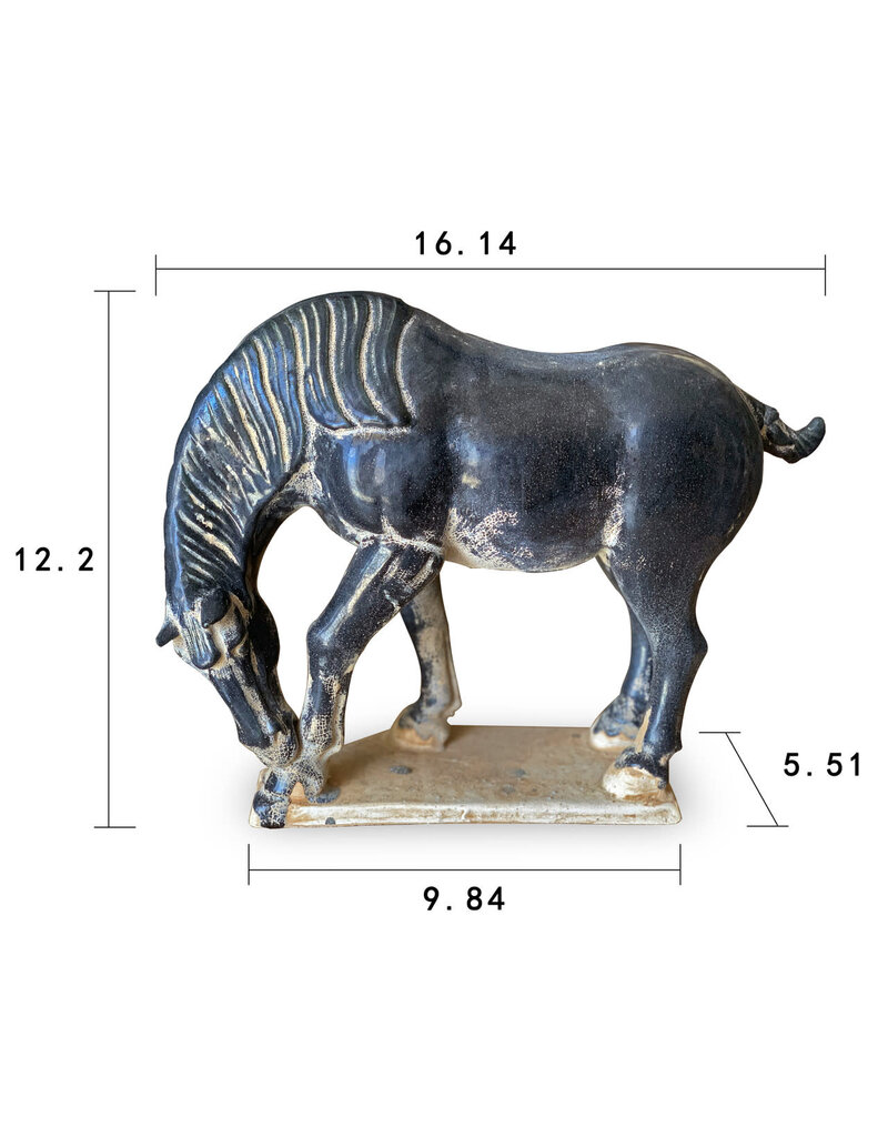 Black Terra Cotta Horse Drinking Water