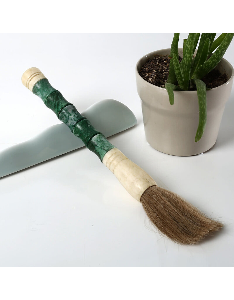 Lily's Living Inc 12" Grass Green Bamboo-Shaped Marble Calligraphy Brush