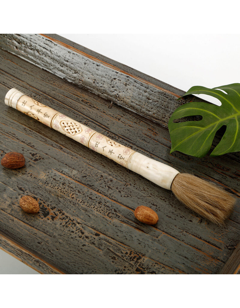 Lily's Living Inc 16" Bone Hand Carved Lucky Pattern Calligraphy Brush
