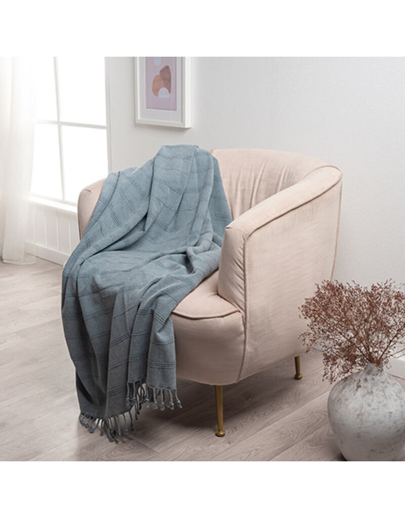 50" x 60" Striped Solid Throw - Bluish Gray
