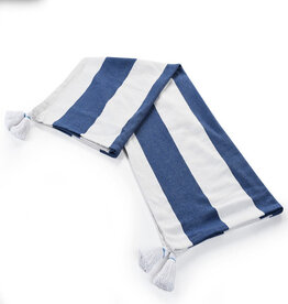 50" x 60" Navy and White Striped Throw