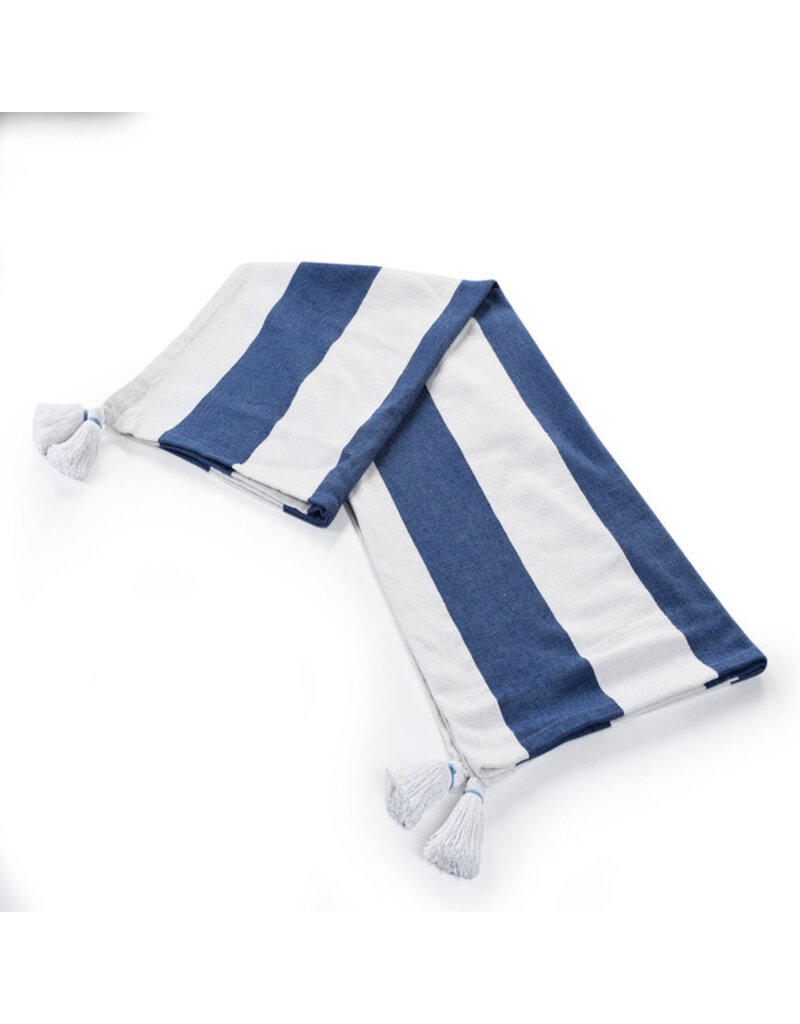 50" x 60" Navy and White Striped Throw