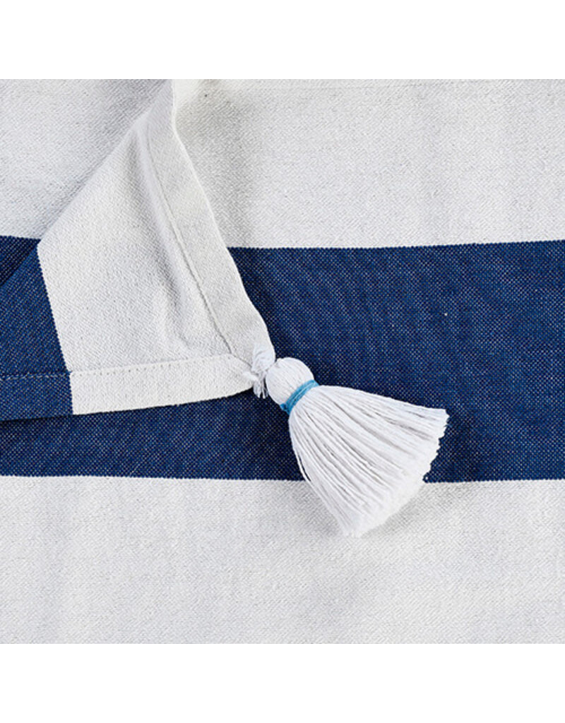 50" x 60" Navy and White Striped Throw