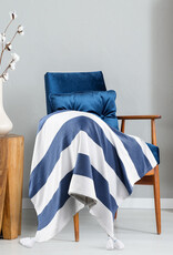 50" x 60" Navy and White Striped Throw