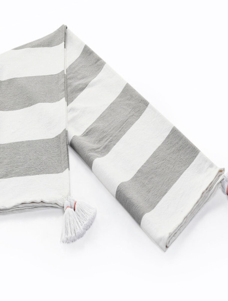 50" x 60" Alloy and White Striped Throw