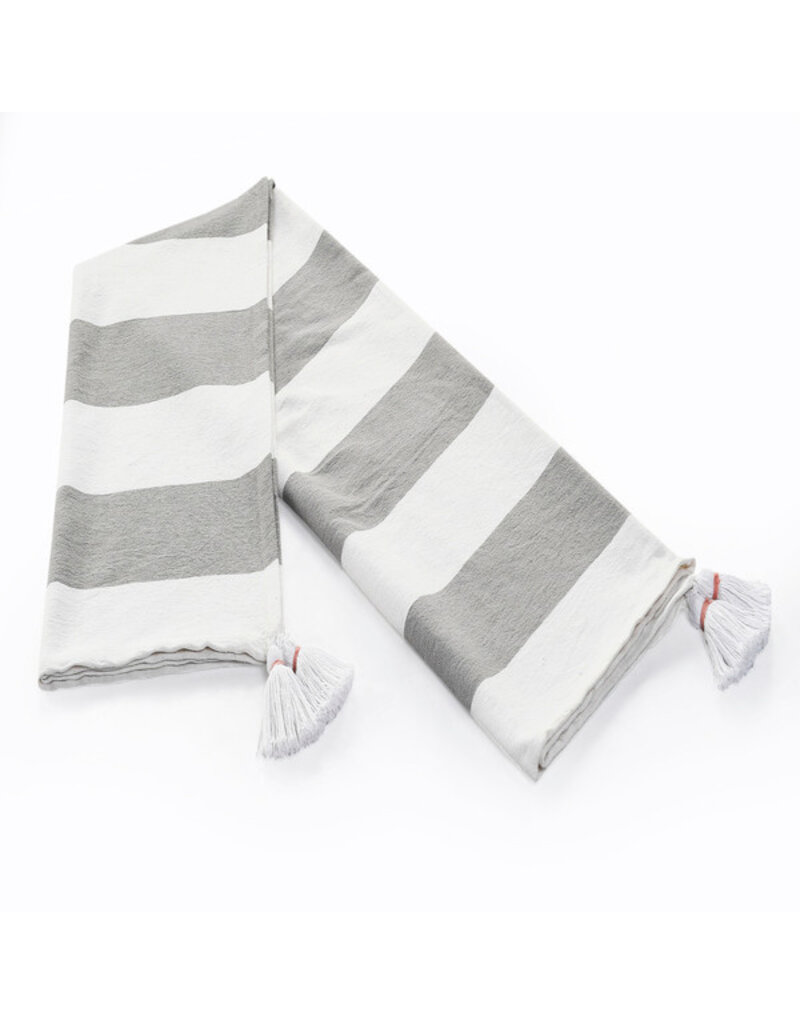 50" x 60" Alloy and White Striped Throw