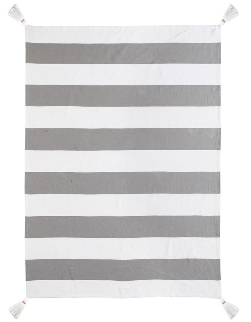 50" x 60" Alloy and White Striped Throw