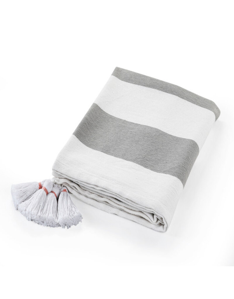 50" x 60" Alloy and White Striped Throw