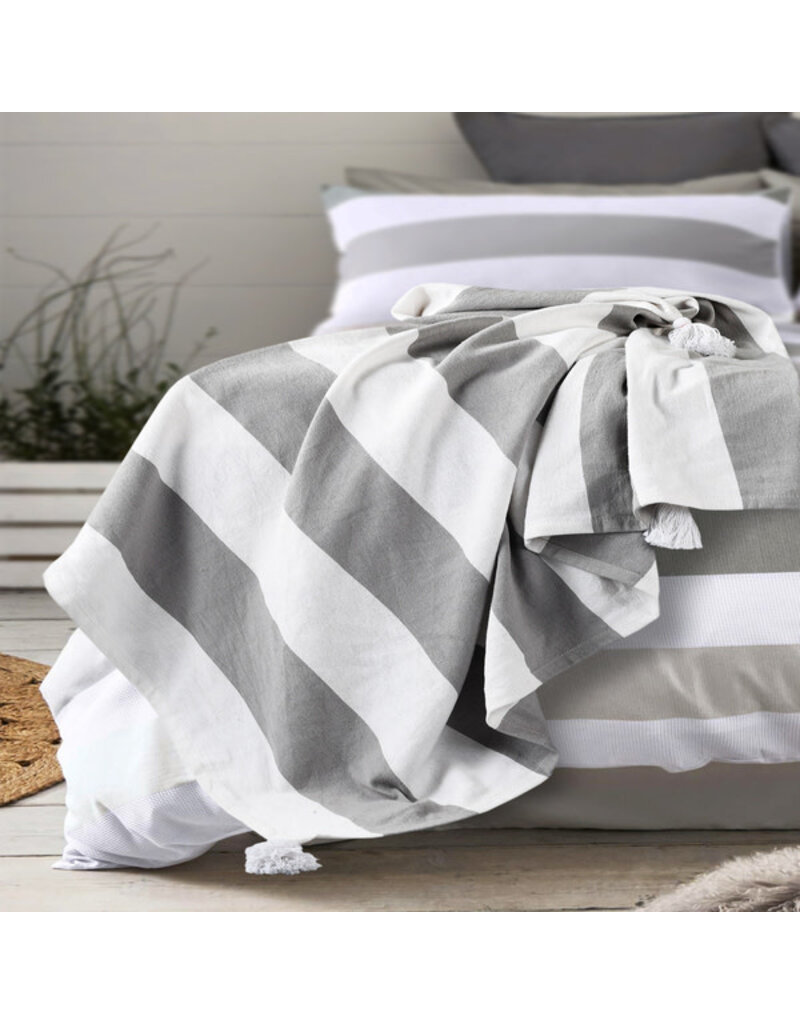 50" x 60" Alloy and White Striped Throw