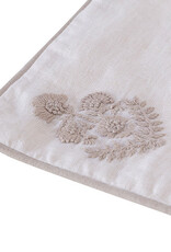 20" x 20" Off White 100% Linen Taupe Flowers Down Fill Pillow