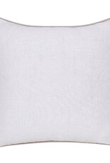 20" x 20" Off White 100% Linen Taupe Flowers Down Fill Pillow