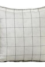 20" x 20" 100% Linen Black Ivory Checkered Down Fill Pillow
