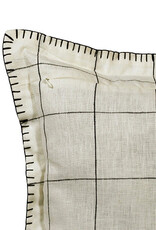 20" x 20" 100% Linen Black Ivory Checkered Down Fill Pillow