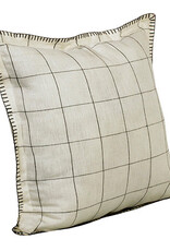 20" x 20" 100% Linen Black Ivory Checkered Down Fill Pillow