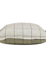 20" x 20" 100% Linen Black Ivory Checkered Down Fill Pillow