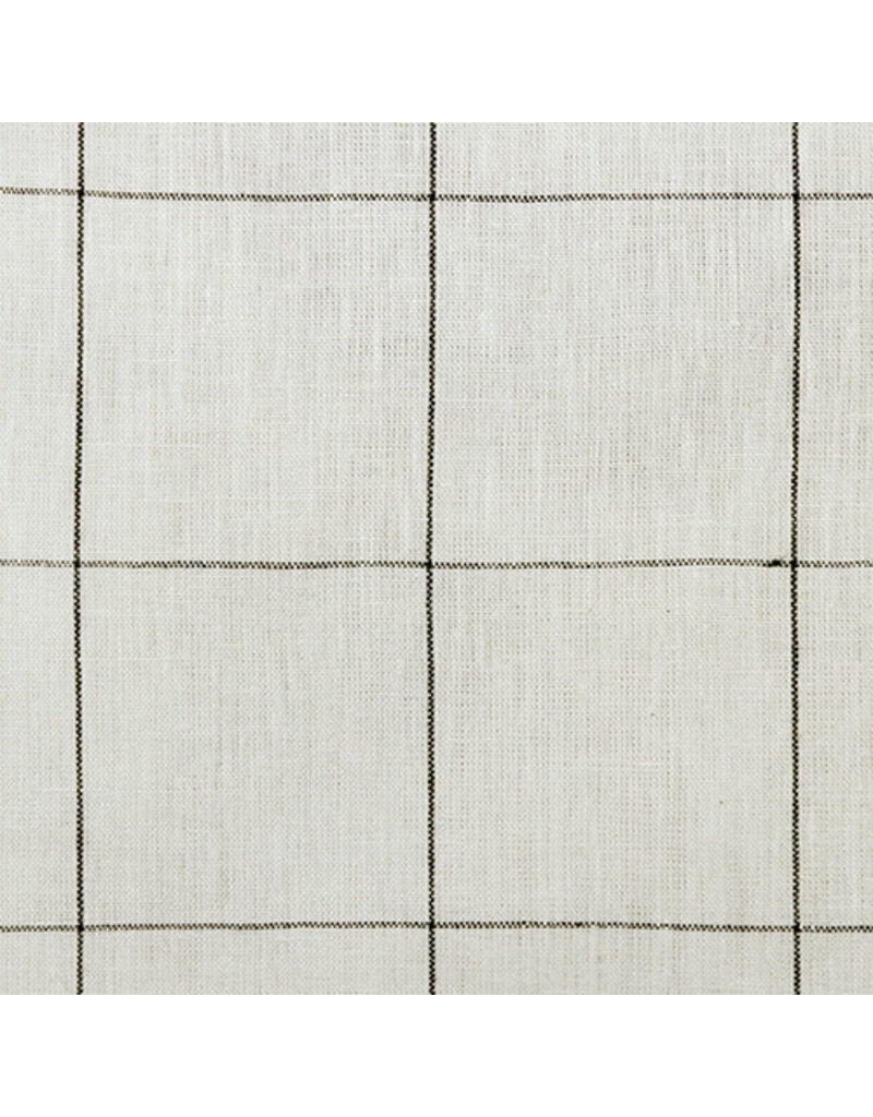 20" x 20" 100% Linen Black Ivory Checkered Down Fill Pillow