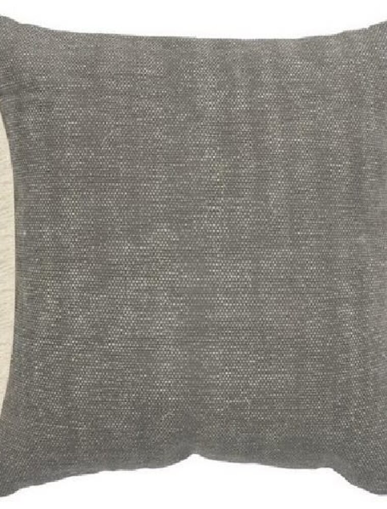 20" x 20" Charcoal Gray Ivory Fringe Down Fill Pillow