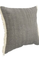20" x 20" Charcoal Gray Ivory Fringe Down Fill Pillow