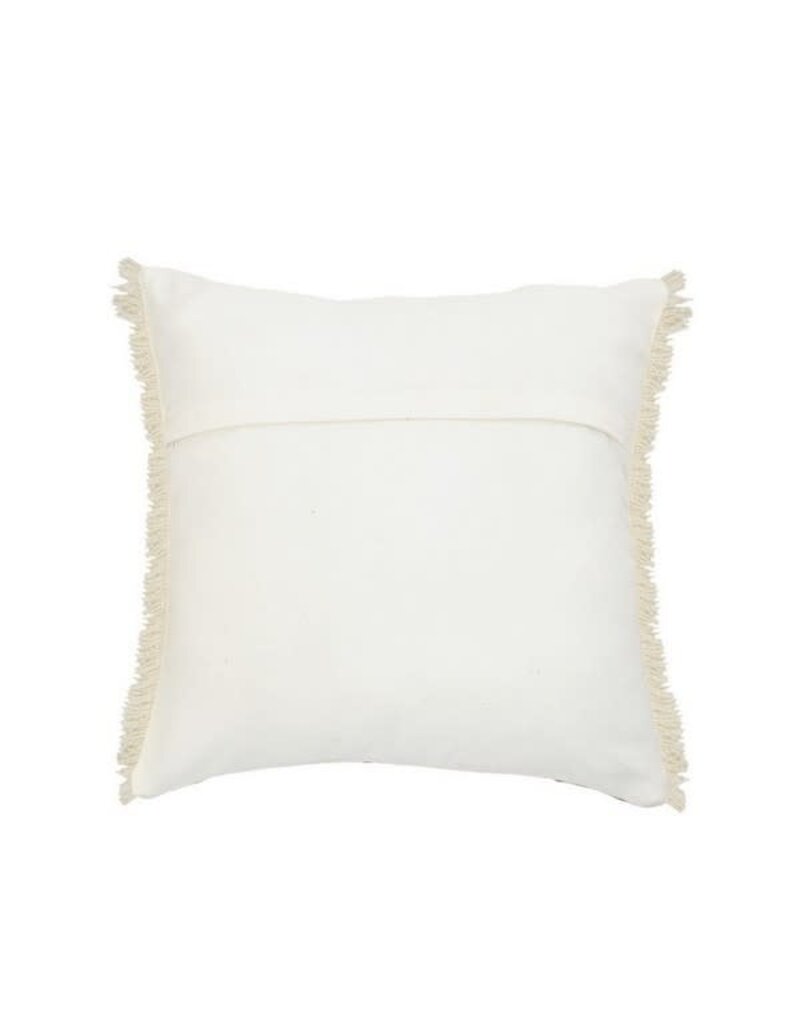 20" x 20" Charcoal Gray Ivory Fringe Down Fill Pillow