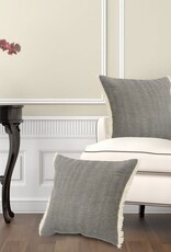 20" x 20" Charcoal Gray Ivory Fringe Down Fill Pillow