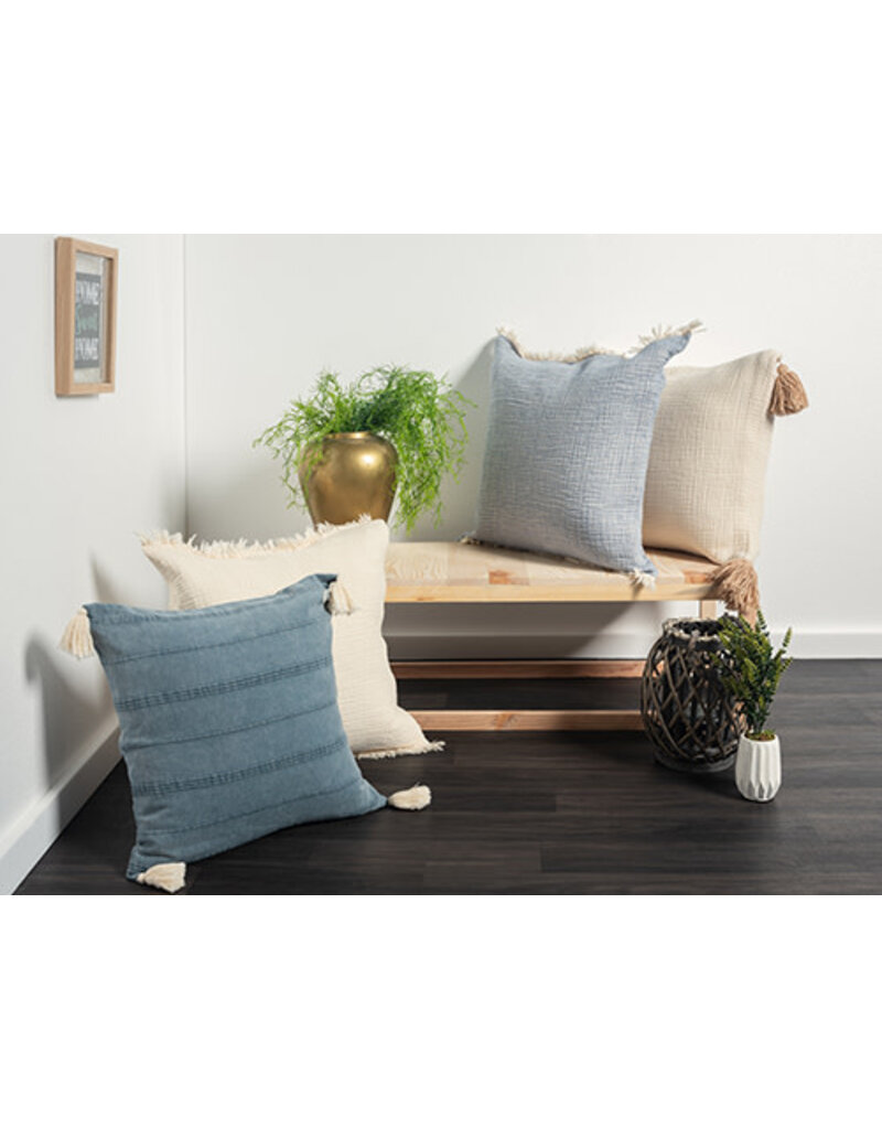 20" x 20" Moonlight Blue Turkish Cotton Down Fill Pillow