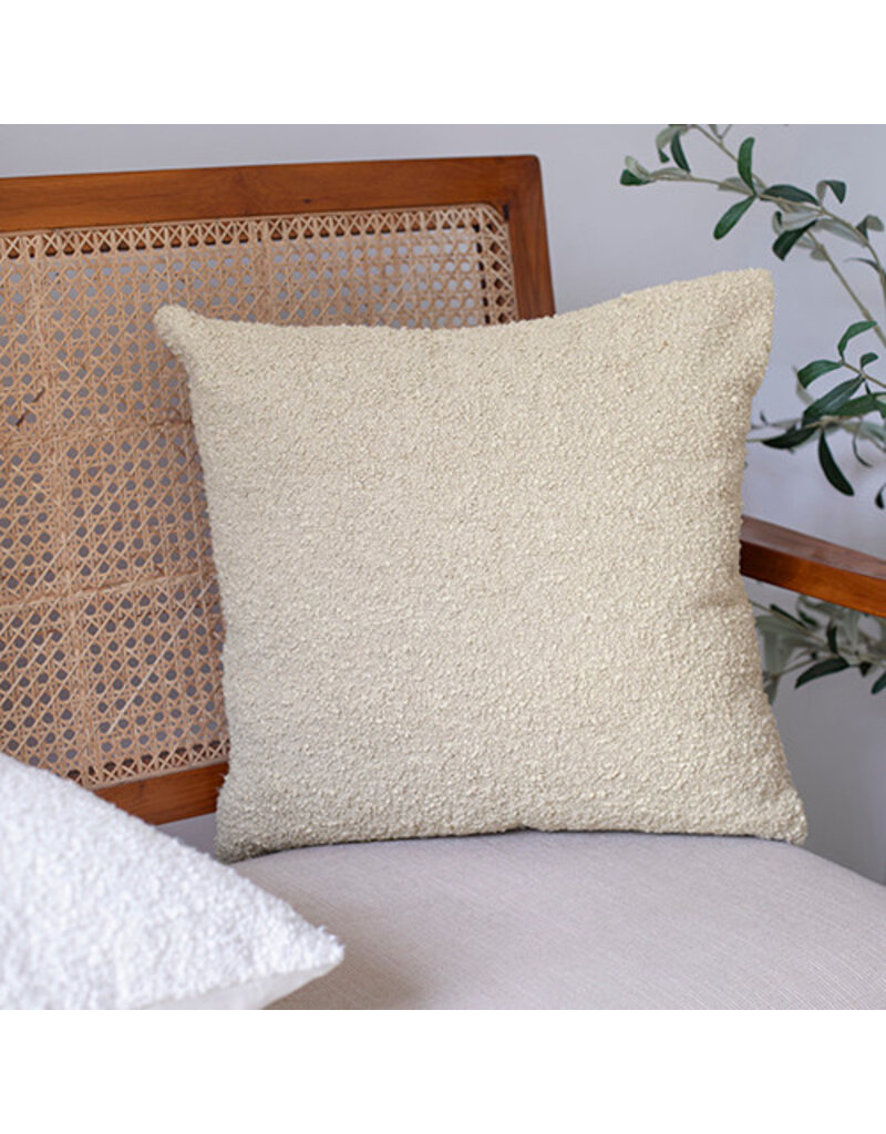 20" x 20" Boucle White Cap Grey Down Fill Pillow